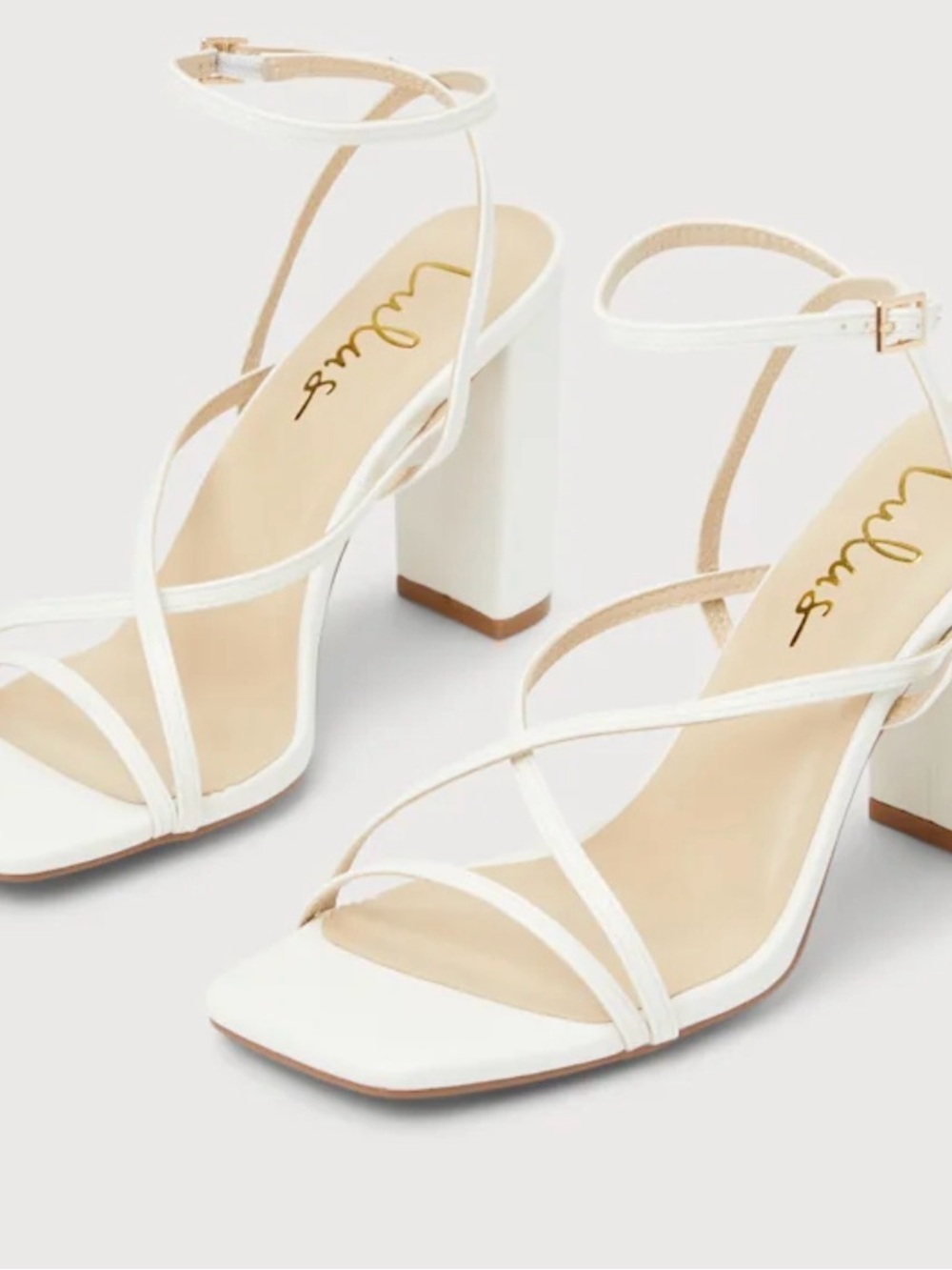 Lulu's White Strappy Block Heel Sandals